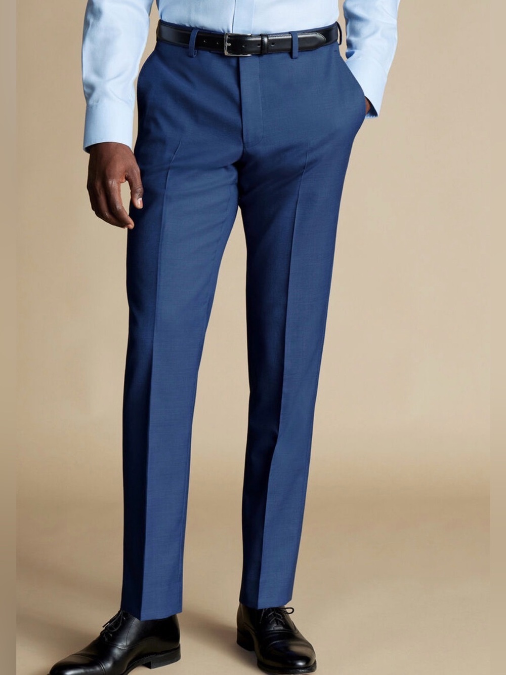 Charles Tyrwhitt Ultimate Performance Sharkskin Suit Pants Indigo Blue 32x32 NWT